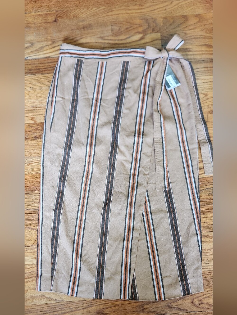 Striped Linen Wrap Skirt
